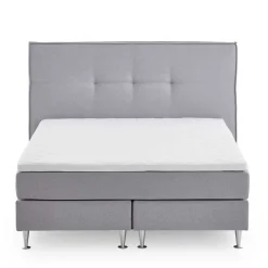 Wohnen Betten<H3 Boxspringbett in Hellgrau Stoff & Chrom - Tuwedia