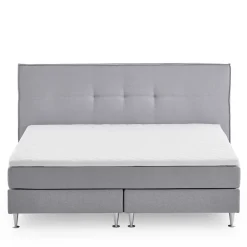 Wohnen Betten<H3 Boxspringbett in Hellgrau Stoff & Chrom - Tuwedia