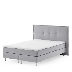 Wohnen Betten<H3 Boxspringbett in Hellgrau Stoff & Chrom - Tuwedia