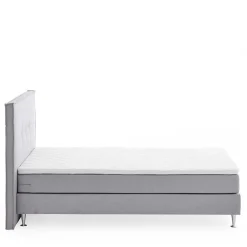 Wohnen Betten<H3 Boxspringbett in Hellgrau Stoff & Chrom - Tuwedia