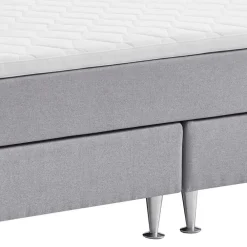 Wohnen Betten<H3 Boxspringbett in Hellgrau Stoff & Chrom - Tuwedia