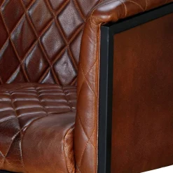 Wohnen Stühle<Halbrunder Tischsessel in Braun Leder - Liva