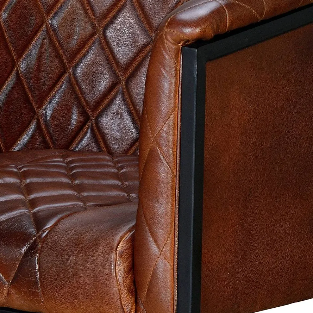 Wohnen Stühle<Halbrunder Tischsessel in Braun Leder - Liva
