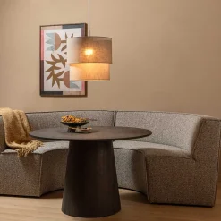 Wohnen Sitzbank<Halbrundes Esstisch-Sofa in Beigegrau meliert - William