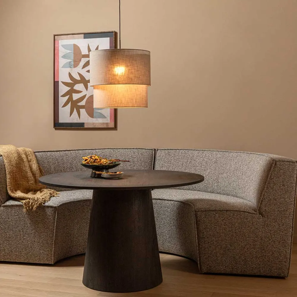 Wohnen Sitzbank<Halbrundes Esstisch-Sofa in Beigegrau meliert - William