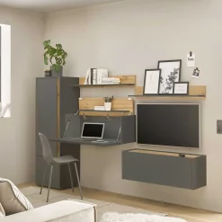 Wohnen Wohnwände<Heimbüro Einrichtung Set - Ahilav (fünfteilig)