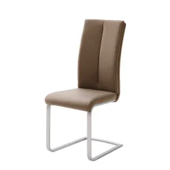 Wohnen Sessel|Stühle<Hellbrauner Freischwinger Stuhl Carihm mit Kunstleder (4er Set)