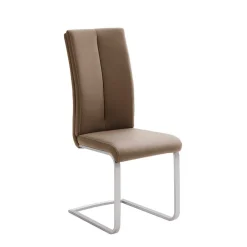 Wohnen Sessel|Stühle<Hellbrauner Freischwinger Stuhl Carihm mit Kunstleder (4er Set)