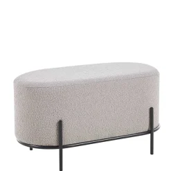 Wohnen Hocker<Heller Hocker in Taupe Boucle - ovale Form - Lirodicos