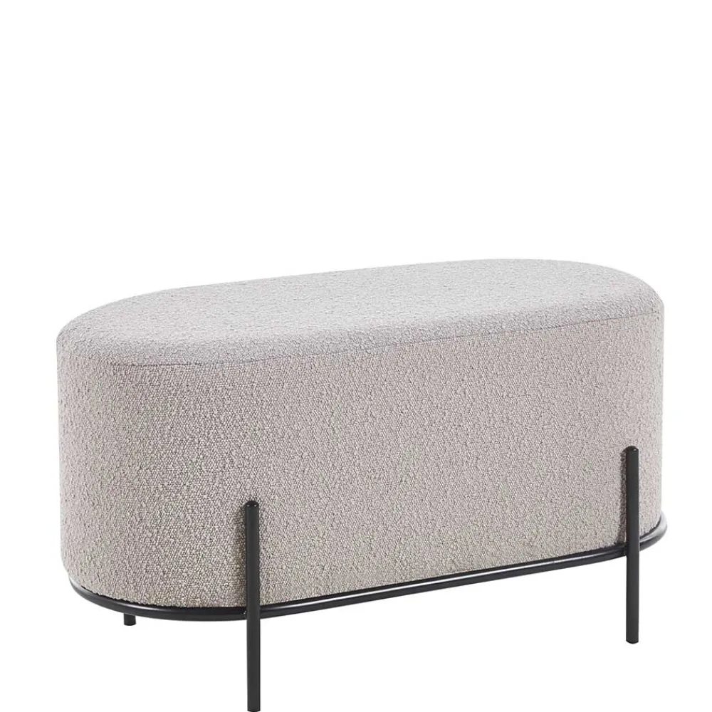 Wohnen Hocker<Heller Hocker in Taupe Boucle - ovale Form - Lirodicos