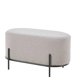 Wohnen Hocker<Heller Hocker in Taupe Boucle - ovale Form - Lirodicos