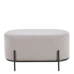 Wohnen Hocker<Heller Hocker in Taupe Boucle - ovale Form - Lirodicos