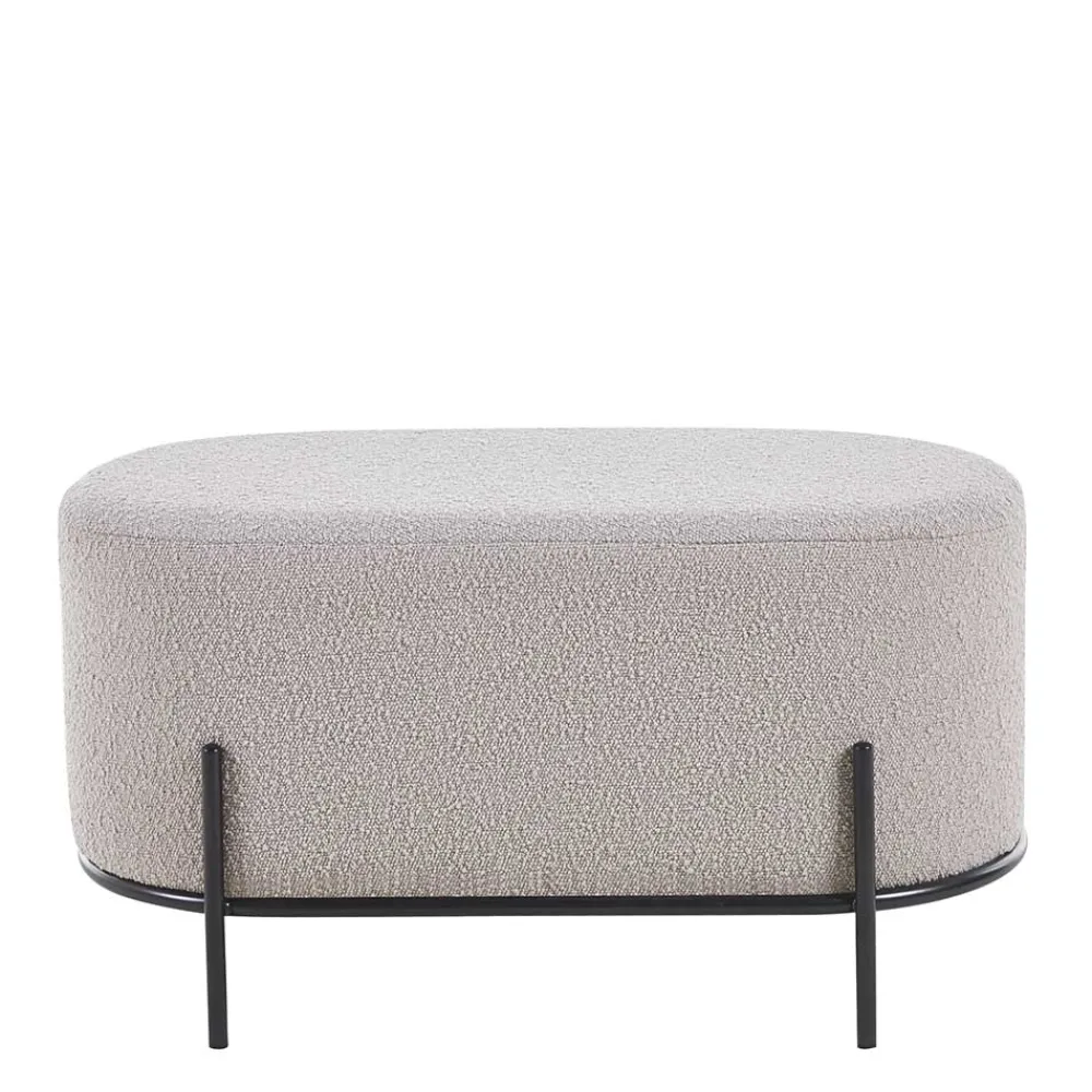 Wohnen Hocker<Heller Hocker in Taupe Boucle - ovale Form - Lirodicos