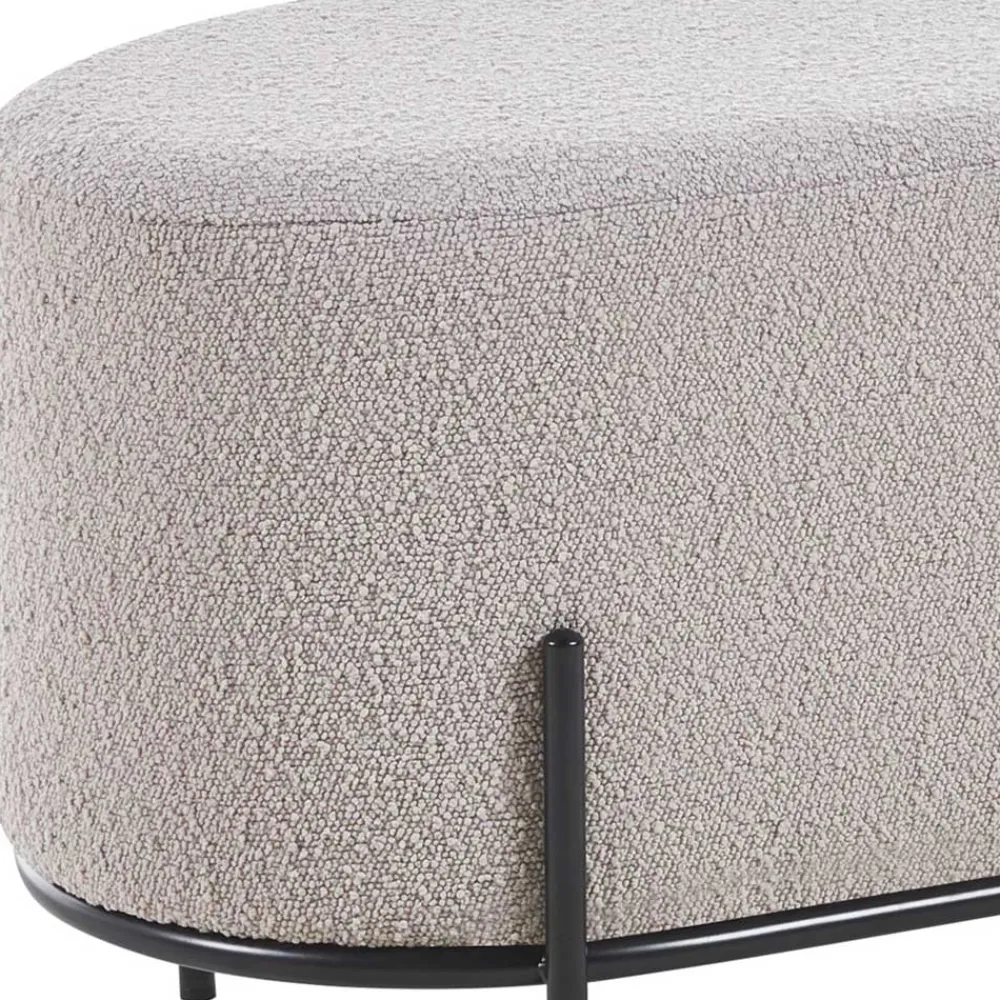 Wohnen Hocker<Heller Hocker in Taupe Boucle - ovale Form - Lirodicos