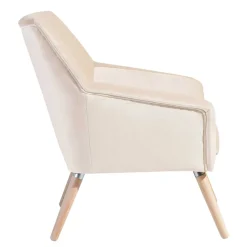 Wohnen Sessel<Heller Sessel in Creme Samtvelours - Agnesco