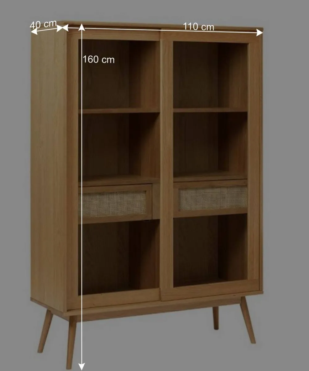 Wohnen Highboards|Vitrinen<Helles Highboard mit Glas in Natur - Saltenas