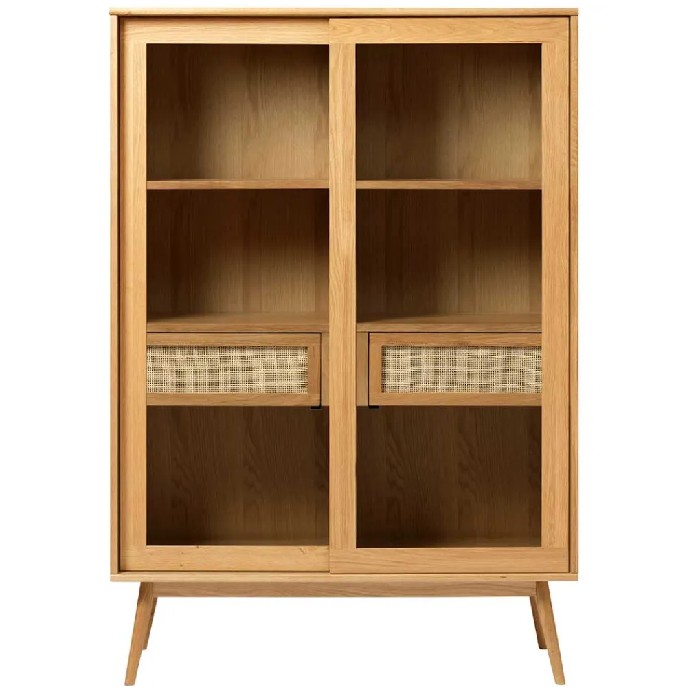 Wohnen Highboards|Vitrinen<Helles Highboard mit Glas in Natur - Saltenas