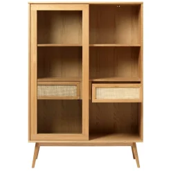 Wohnen Highboards|Vitrinen<Helles Highboard mit Glas in Natur - Saltenas