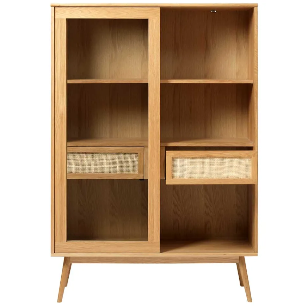 Wohnen Highboards|Vitrinen<Helles Highboard mit Glas in Natur - Saltenas