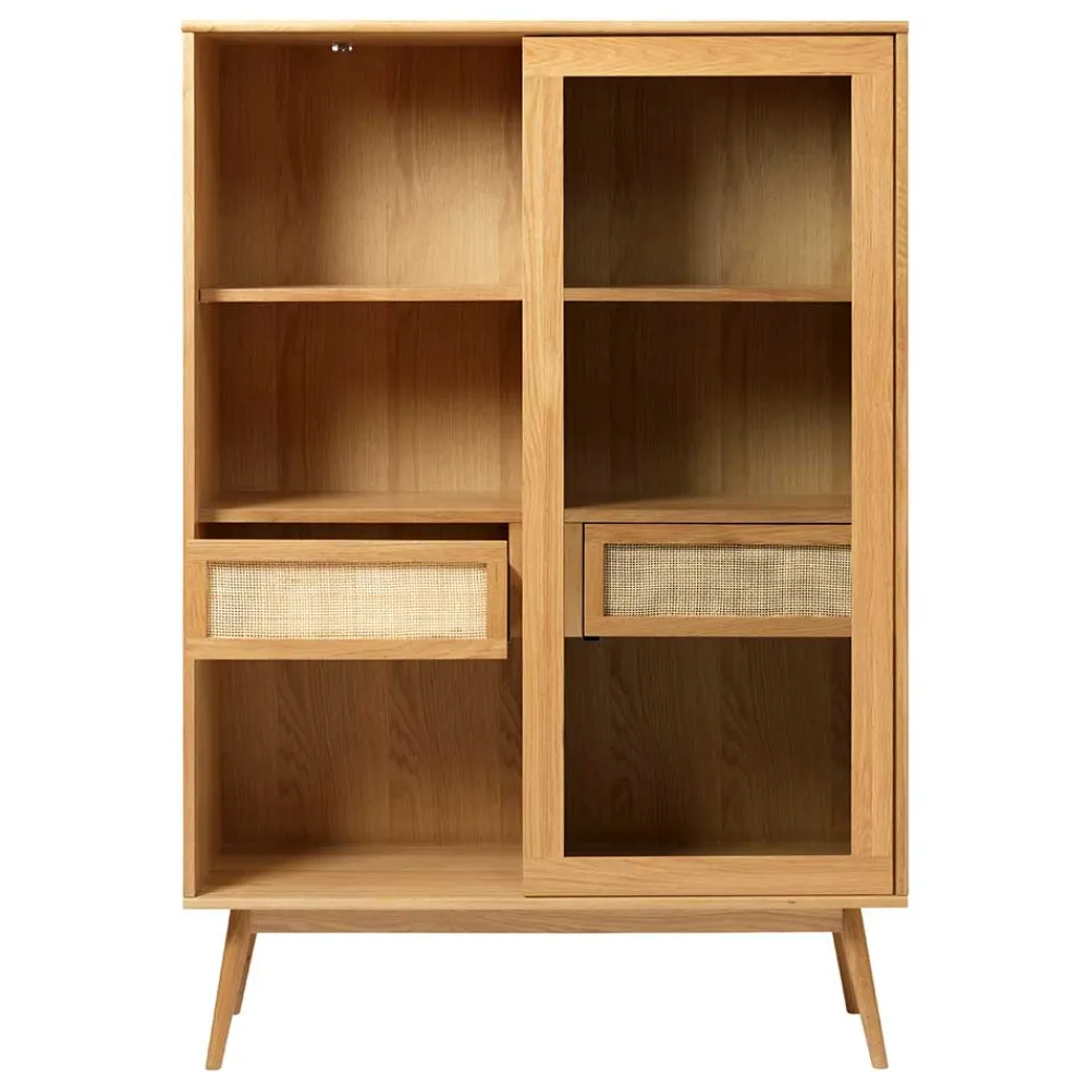 Wohnen Highboards|Vitrinen<Helles Highboard mit Glas in Natur - Saltenas