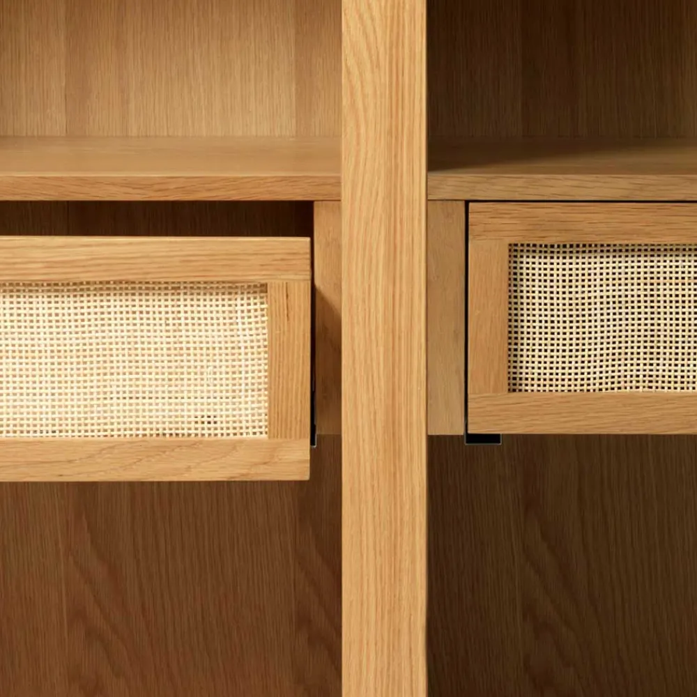 Wohnen Highboards|Vitrinen<Helles Highboard mit Glas in Natur - Saltenas