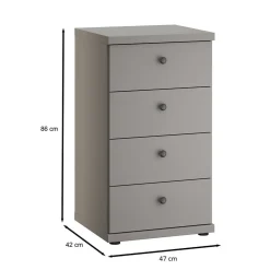 Wohnen Kommoden<Hellgraue Hochkommode 47x86x42 cm - Ridonna