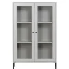 Wohnen Highboards|Vitrinen<Hellgraue Vitrine aus Kiefer - 2-türig - Luvega