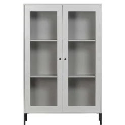 Wohnen Highboards|Vitrinen<Hellgraue Vitrine aus Kiefer - 2-türig - Luvega