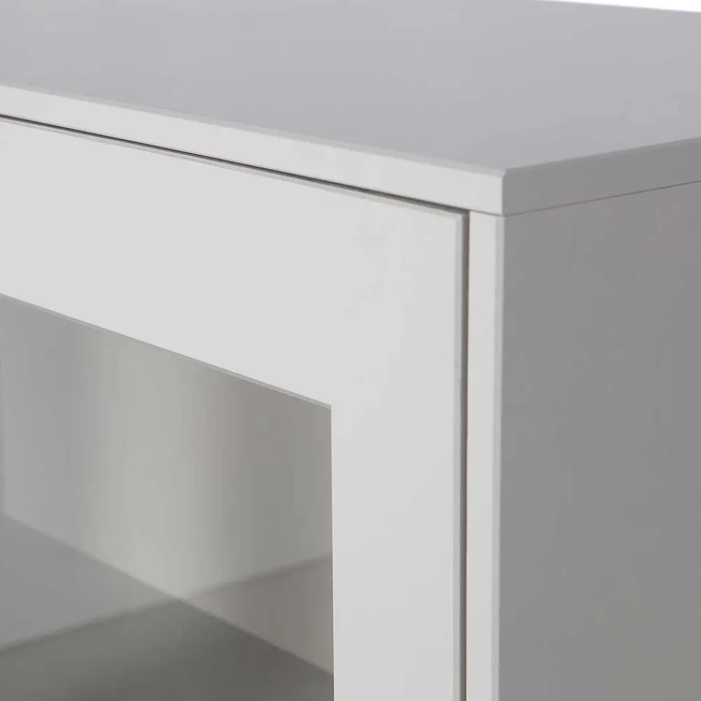 Wohnen Highboards|Vitrinen<Hellgraue Vitrine aus Kiefer - 2-türig - Luvega
