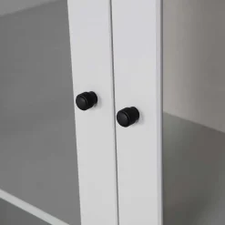Wohnen Highboards|Vitrinen<Hellgraue Vitrine aus Kiefer - 2-türig - Luvega