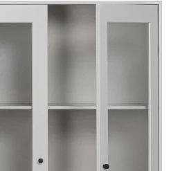 Wohnen Highboards|Vitrinen<Hellgraue Vitrine aus Kiefer - 2-türig - Luvega