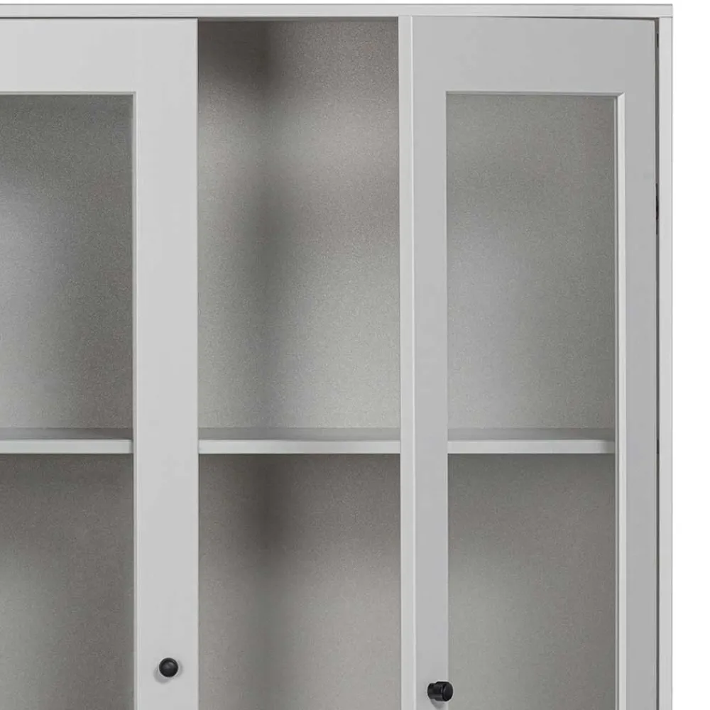 Wohnen Highboards|Vitrinen<Hellgraue Vitrine aus Kiefer - 2-türig - Luvega