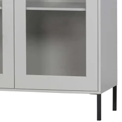 Wohnen Highboards|Vitrinen<Hellgraue Vitrine aus Kiefer - 2-türig - Luvega