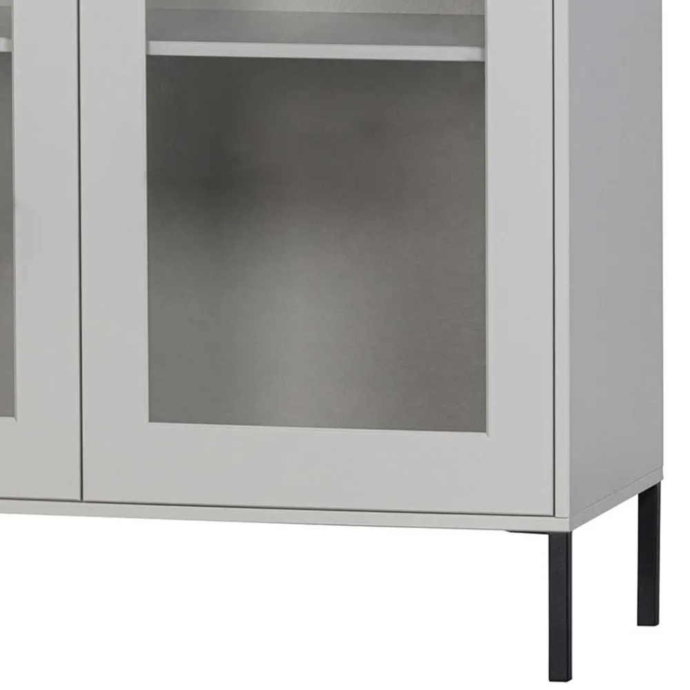 Wohnen Highboards|Vitrinen<Hellgraue Vitrine aus Kiefer - 2-türig - Luvega