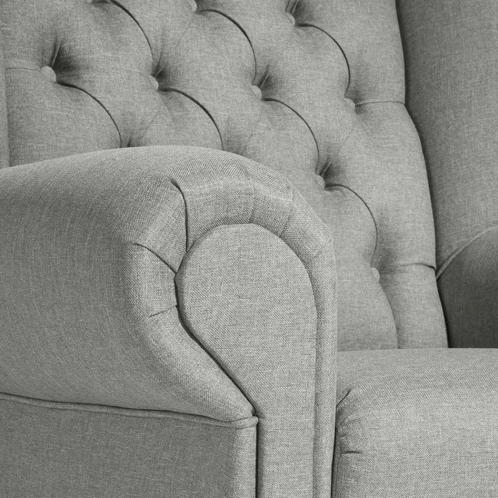 Wohnen Sessel<Hellgrauer Chesterfield-Sessel mit Ohren - Barreff
