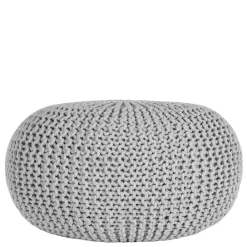 Wohnen Hocker<Hellgrauer Hocker mit Strickstoff Bezug - Udjaca