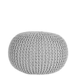 Wohnen Hocker<Hellgrauer Hocker mit Strickstoff Bezug - Udjaca