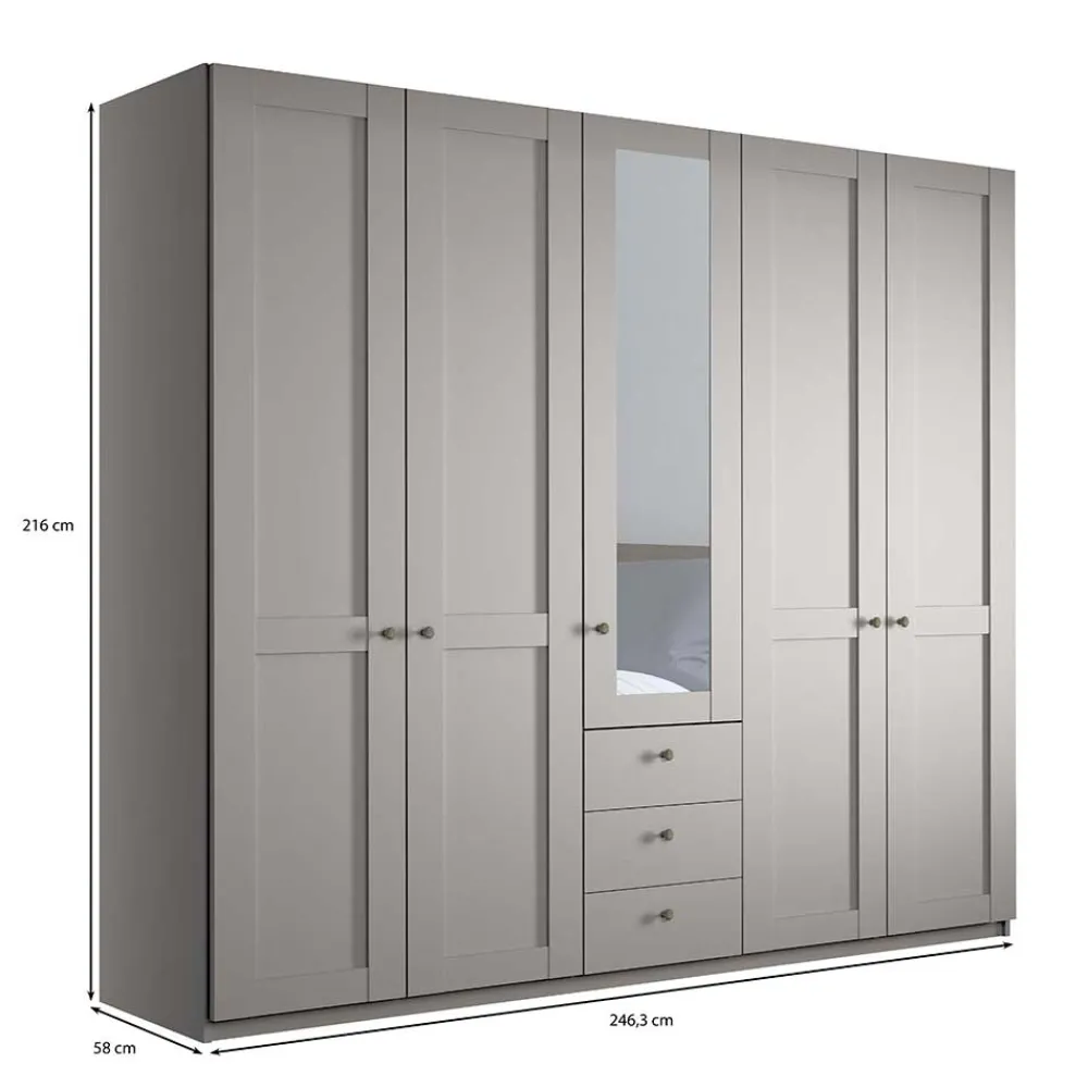 Wohnen Kleiderschränke<Hellgrauer Schlafzimmerschrank 5-türig - Ridonna I