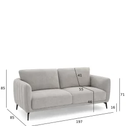 Wohnen Sofas<Hellgraues Sofa mit Taschenfederkern - Havilano