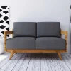 Wohnen Sofas<Hellgraues Stoff Sofa mit Wildeiche Gestell - Hardus