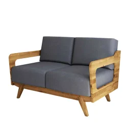 Wohnen Sofas<Hellgraues Stoff Sofa mit Wildeiche Gestell - Hardus