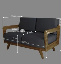 Wohnen Sofas<Hellgraues Stoff Sofa mit Wildeiche Gestell - Hardus