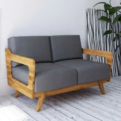 Wohnen Sofas<Hellgraues Stoff Sofa mit Wildeiche Gestell - Hardus