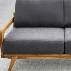 Wohnen Sofas<Hellgraues Stoff Sofa mit Wildeiche Gestell - Hardus