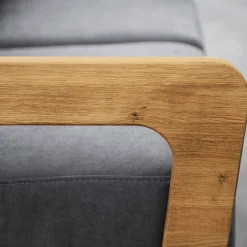 Wohnen Sofas<Hellgraues Stoff Sofa mit Wildeiche Gestell - Hardus