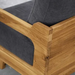 Wohnen Sofas<Hellgraues Stoff Sofa mit Wildeiche Gestell - Hardus