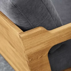 Wohnen Sofas<Hellgraues Stoff Sofa mit Wildeiche Gestell - Hardus