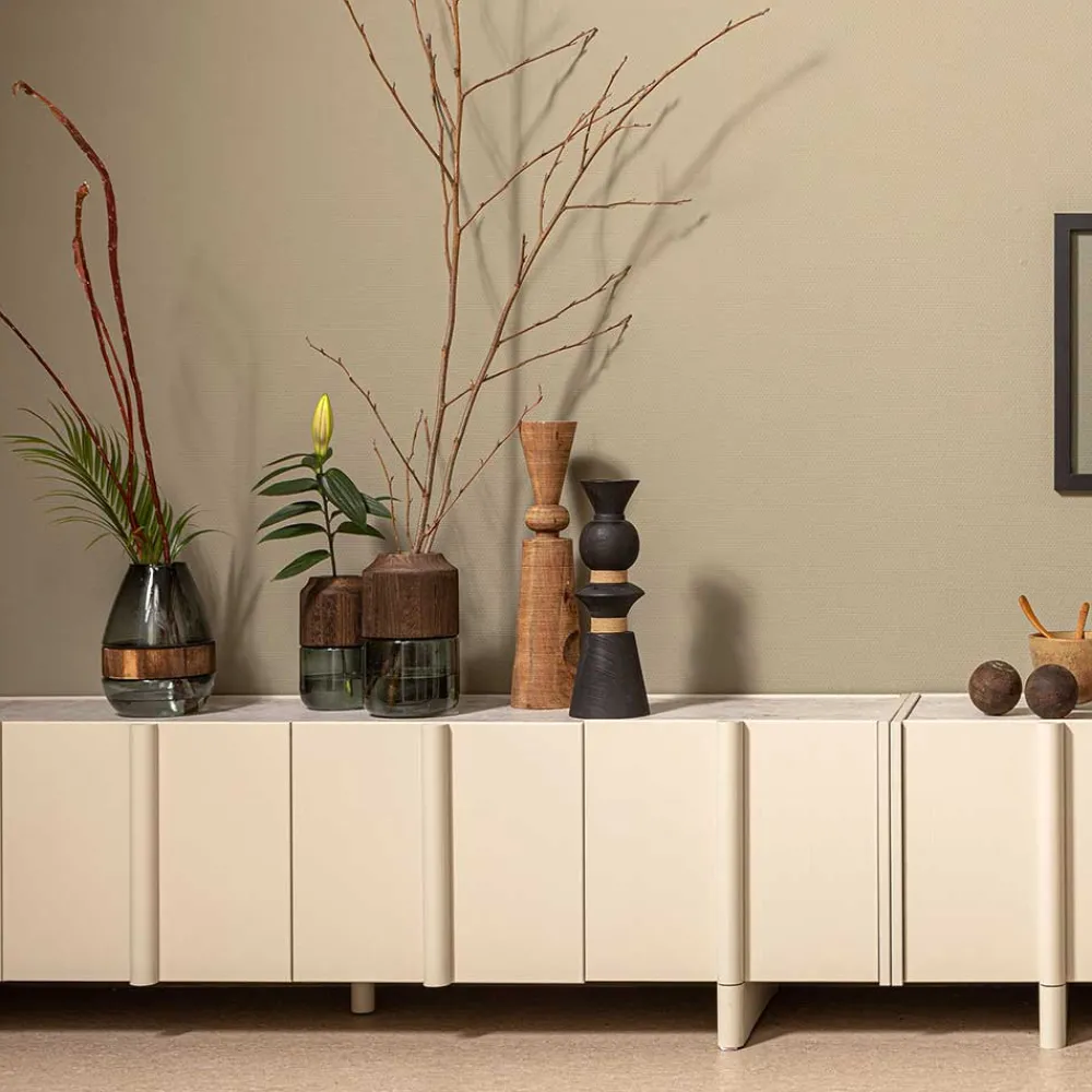 Wohnen Tv & Hifi-Möbel|Lowboards<Hellgraues TV Board 4-türig - Glamoure