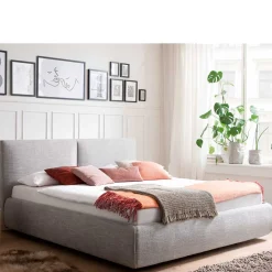 Wohnen Betten<Hellgraues 180x200 Bett inklusive Matratzen - Atlona