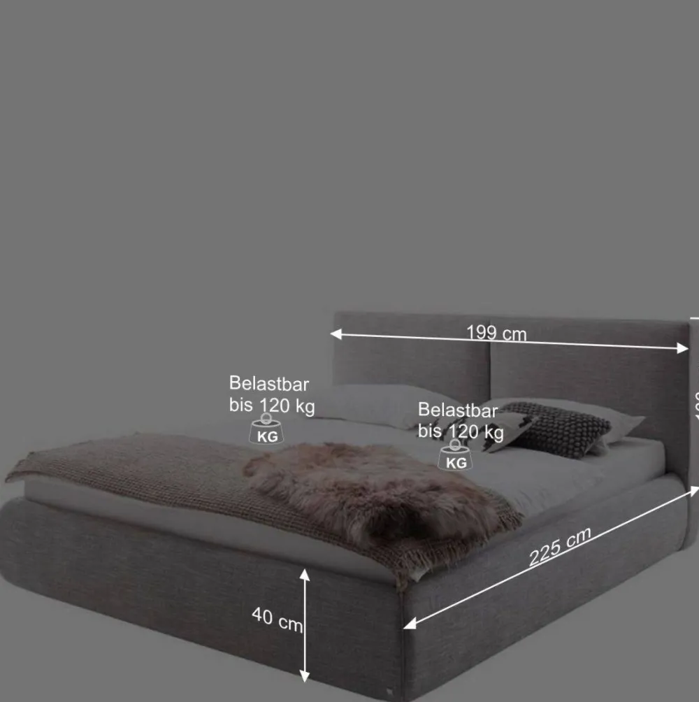 Wohnen Betten<Hellgraues 180x200 Bett inklusive Matratzen - Atlona